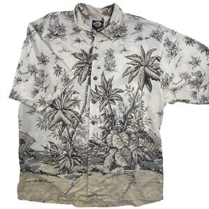 Tommy Bahama Hawaiian Tropical Short Sleeve Button Up Rayon XL Palm Trees FLAW